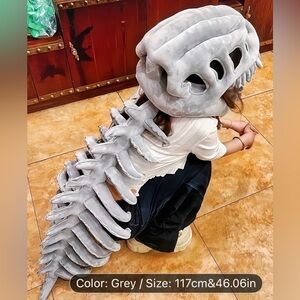 Gray Plush Dinosaur Skeleton Costume